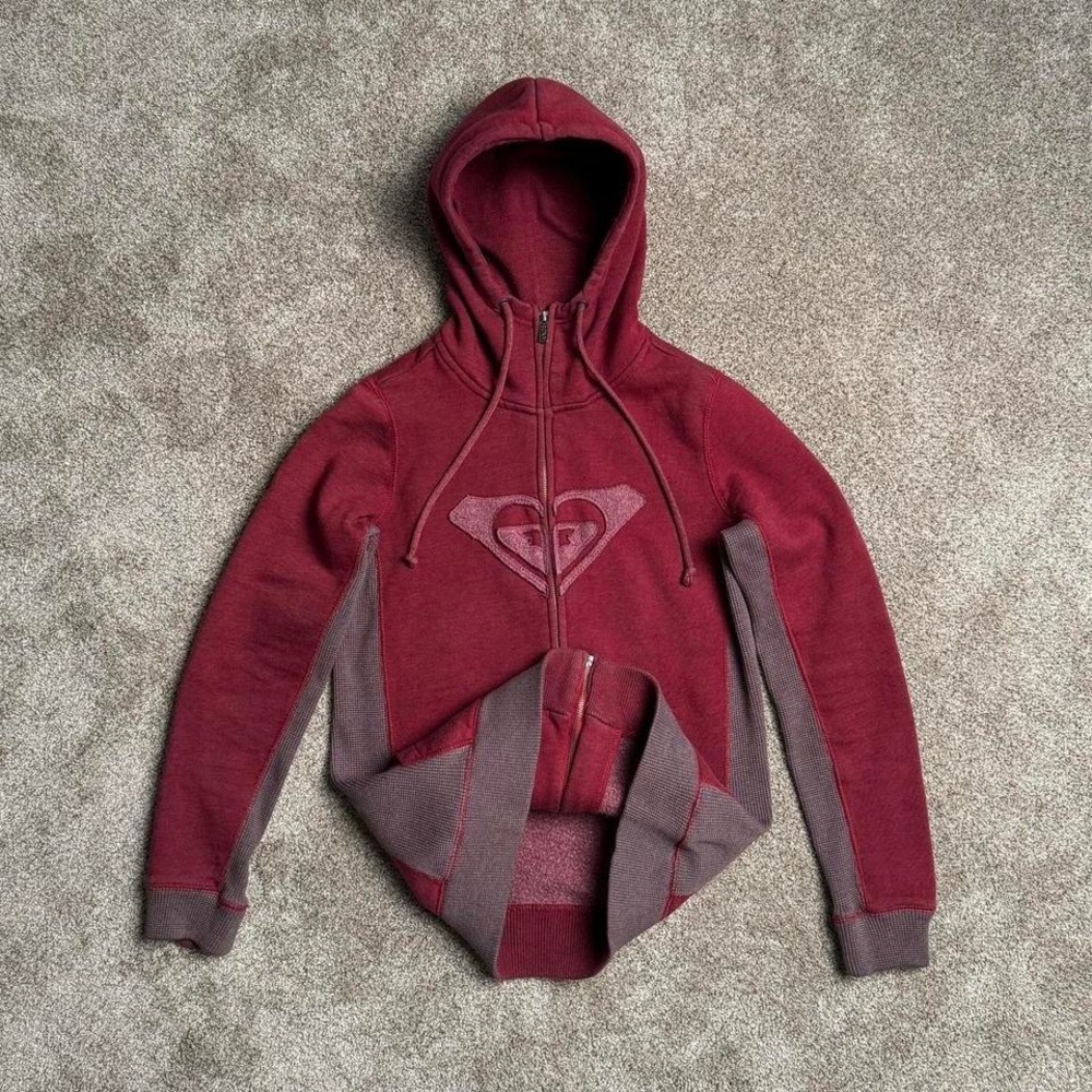 Y2K ROXY WAFFLEKNIT ZIP-UP HOODIE